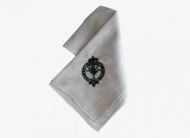 Handkerchief, White with green crest